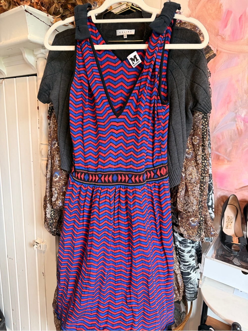Missoni Striped Chevron Dress - Blue & Red